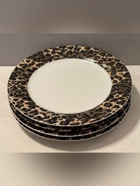 Set Of 4 Tienshan Fine China Leopard Dinner Plate 10.75" Dia.